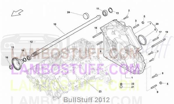 2012 Lamborghini GALLARDO LP 550-2 COUPE EUROPE TIMING CHAIN COVER ­ PROPELLER SHAFT (103.04.00)